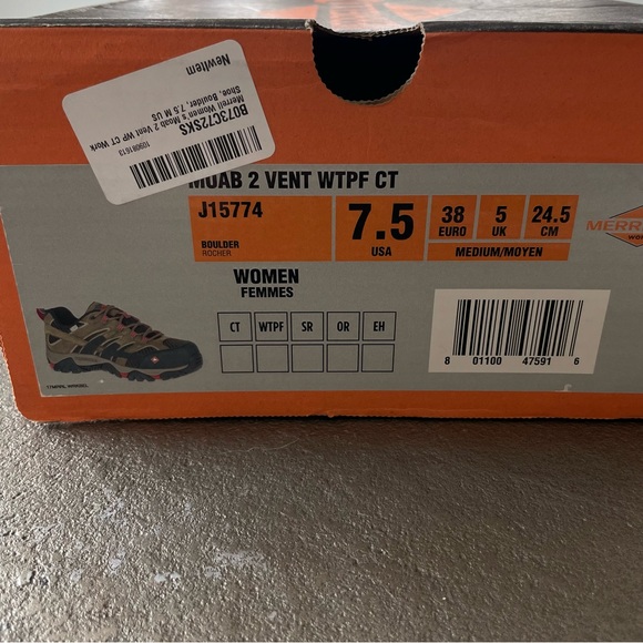 Merrell Moab 2 Vent Waterproof CT Women’s Tan and Black Hiking Shoes in Boulder - Picture 13 of 13